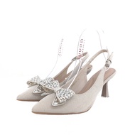GENNY LUNOX - SHIMMER RIBBON RHINESTONE SLINGBACK HEELS 7.5 CM a0246100 Slingback Heels Pointed Toe 