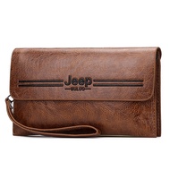 JEEP BULUO Mens Wallet Clutch Bag PU Leather Coin Purse Long Fashion Business Style Men's Handbag Card Bags Soft wallet man soft