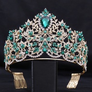 Baroque Miss Universe Champagne Rhinestone Wedding Crown Tiaras Crystal Encrusted Queen Princess Pag
