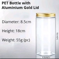 PET Bottle w Aluminium Gold Lid / Plastic PET Bottle Cookies Container / Balang Kosong Kuih Raya Pla