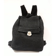 Tas Ransel Rajut Polos Mini Backpack Hitam