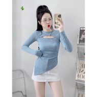 Flat shoulder silk t-shirt U06012