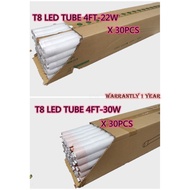 LED TUBE T8  4FEET/2FEET X 30PCS  22W/30W (6500K) DAYLIGHT ONLY
