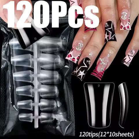 120Pcs/Bag Short Transparent Wide Duck Fasle Nail Tips 1.63-2.87cm Press On Nail Duck Nail Tips 12-S
