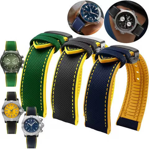 For Breitling Super ocean A173 watch strap Navigator Avenger FKM Rubber Wristband men Bracelet 22mm 