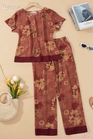 Đồ Bộ Trung Niên Cao Cấp với chất liệu lụa in hoa phối lụa Tô Châu mịn mát thiết kế đẹp mắt DB4Y0123