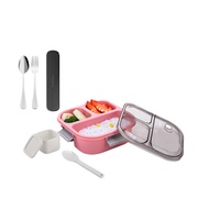 ecentio merah muda 3Grid  lunch box set tempat makan1100ml +780ml botol air minum Sedotan Tumbler DI