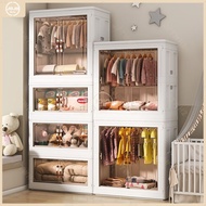 Folding storage cabinet Open door free installation of children's wardrobe chest baby toys snacks clothing storage cabinet