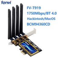 fenvi T919 1750Mbps PCIe Wifi Adapter BCM94360CD MacOS Hackintosh Bluetooth 4.0 802.11ac 2.4G5G Wireless Card Desktop PC