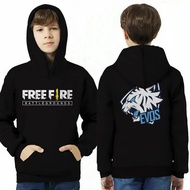 Hoodie free fire evos anak/Jaket ff/6-13 TAHUN-120-150CM