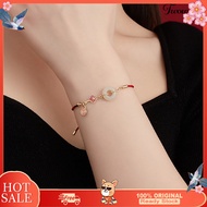 [COD]♥Women Bracelet Braided Electroplating New Year Gift Red Chinese Style Fu Character Faux Jade Ring Ladies Bangle