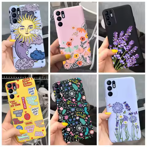 For OPPO Reno6 Z Case Fashion Flowers Patterned Soft Back Protector Cover For OPPO Reno 6 4G 5G CPH2