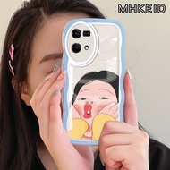 MHKEID Casing Ponsel untuk OPPO Reno 7 Reno 8 Reno 7Z 5G Reno 8Z Reno7 lite Reno8 Lite F21 Pro 5G Case gadis manis pinggiran berombak Casing pelindung lunak transparan HP tahan benturan perlindungan Kesing kamera pelindung Softcase