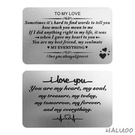 [Haluoo] Engraved Wallet Insert Card Valentine's Day Gift Keepsake Greeting Card for Christmas Proposal Wedding Thanksgiving Day Couples