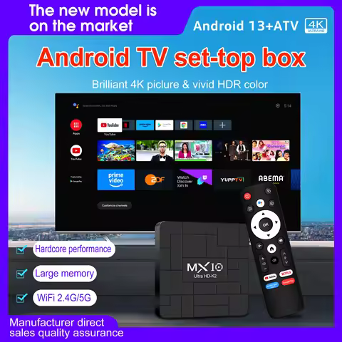 Android TV Box MX10 K2 Allwinner H313 Corte-A53 Android 13 Build in Wi-Fi 2.4G/5G + BT4.0 Smart Home