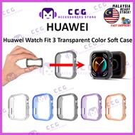 Huawei Watch FIt 3 Case Transparent Color Soft Casing / Huawei Fit3 Smartwatch Armour Casing Smart W