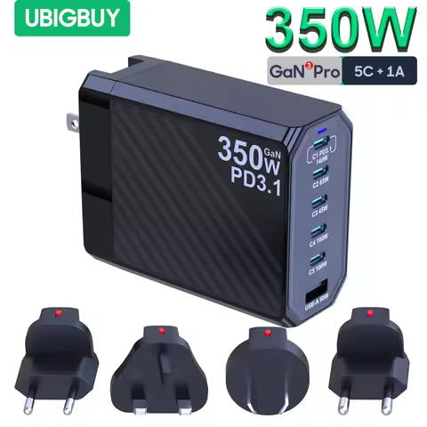 350W PD3.1 Charger GaN3 Desktop Fast Charging Station 140W USB Type C PD PPS Power Adapter for MacBo