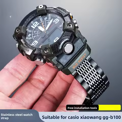 Modified metal strap For Casio G-SHOCK Little Mud King 5594 GG-B100-1A GG B100 Men stainless steel w