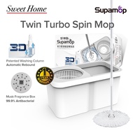 Supamop Twin Turbo Spin Mop Set Patented Washing Column Labor-saving Washing Drying Mop Fragrance Box 1 Year Warranty