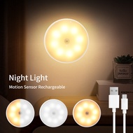 Motion Sensor LED Night Light USB Rechargeable Lamp for Kitchen Bedroom Stairs Hallway Cabinet Closet Wardrobe Bedside Lighting