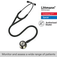 Littmann Stethoscope Black Tube, Champagne-Finish Chestpiece, Cardiology IV 6179