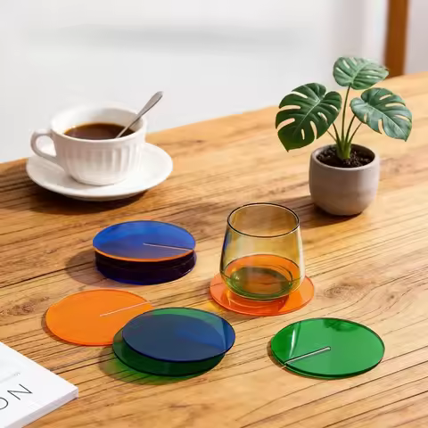 random color1pc Solar System Planet Acrylic Coaster Round Anti-slip Heat Insulation Cup Mat Desktop 