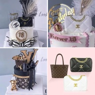 Trendy Bag Decoration, Simulation Brand-Name Bags, BirthdayCake Dessert Decoration Plug-In/ 时髦包包装饰摆件