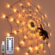 Halloween Decoration Pumpkin Wizard Hat Atmosphere Light LED Lantern Spider Web Light Funny Room Atmosphere Decoration String Light Script Kill
