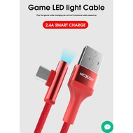 90 Degree Type C Cable MOXOM USB Cable Led 2.4A 1m USB to Type c