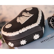 英國製 Wedgwood 黑色玄武岩 愛心首飾盒 1970陶瓷手錶飾品收納盒