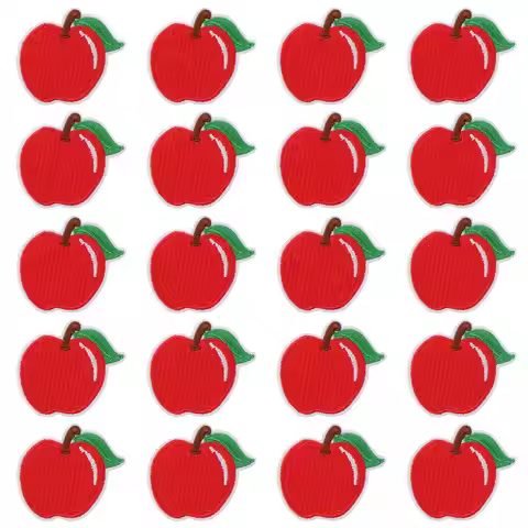 20 Pieces Apple shape Red Apple Patches Polyester Red Clothing Iron-on Embroidered Patch 1.89x 1.77 