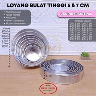 (1 PCS) LOYANG ALUMUNIUM BULAT DIAMETER 10 & 12 & 14 & 16 18 & 20 & 22 & 24 CM TINGGI 5 CM DAN 7 CM