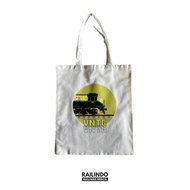 Railindo - Railfans Train White Canvas Totebag CC201 VINTAGE Size 35 x 40 cm