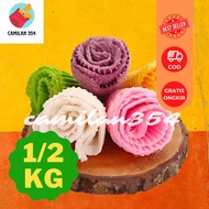 500GRAM - Opak Gambir Warna Warni - 1/2KG / Simping Contong Bunga Warna / Opak Gapit Khas Blitar