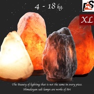 SIZE M/L/XLโคมเกลือ หิมาลายันแท้ 100% ฐานไม้ Himalayan Salt lamp wooden base 4-18 kg.