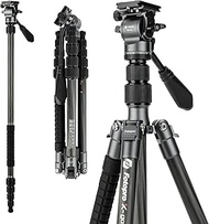 Fotopro 59" Carbon Fiber Travel Tripod with Fluid Head Detachable Monopod with Quick Release Plate a