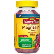 วิตามินกัมมี่ แมกนีเซียม Nature Made High Absorption Magnesium Citrate 200 mg Per Serving Gummies, 64 Count