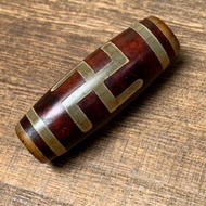 T Tibetan Character Dragon Pattern Dzi Beads Retro Nine-Eyed Agate String Tube Bead