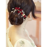 Boutique Hair Accessories Hanfu Accessories Retro Small Hair Clip Side Clip Side Flowing Red Flower Clip