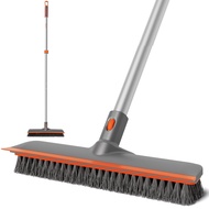 eazer Floor Scrubber Brush, 2-in-1 Deck Scrubber Brush with Long Handle, Soft & Hard Bristle Brush f