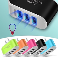 5V 1A 3-Port USB Wall Charger Adapter Candy Color For Mobile Phone Travel IPhone Charging Adapter With Indicator For Android Box