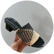 Slippers for Moms, round toe style, mesh straps, simple and easy to move in, 4cm high heel - Availab