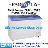 FARFALLA - 258L Chest Freezer/Chiller - Sliding Curved Glass Door , FCF-SD258CG