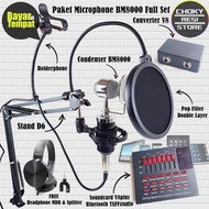 🤞 COD Paket Microphone BM8000 Full Set Soundcard V8plus