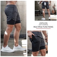 2-in-1 men's sports shorts / Compression men's sports shorts