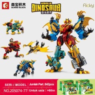 Mainan Brick Sembo Block Robot Dino 4 in1 Tranformers