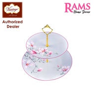 Vantage 2-Tier Cake Stand Dessert - Dove Grey Magnolia /Queen Elizabeth / Pink Oleander / Pink Roseb