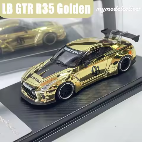 MC 1/64 LB GTR R35 Golden Alloy Motor Vehicle Diecast Models Car Toys Collection Boy's Gifts