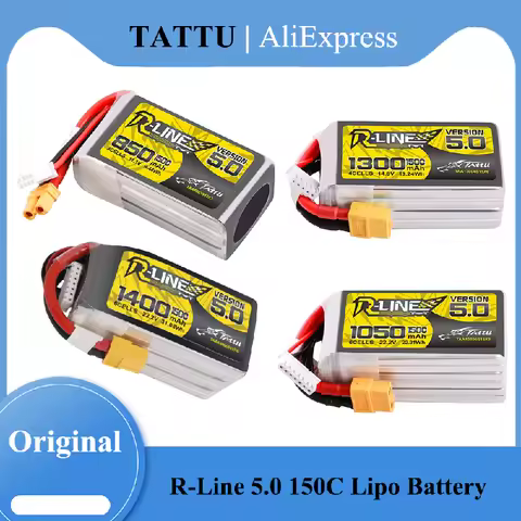 Tattu R-Line 5.0 150C 850 1050 1200 1300 1550mAh Lipo Battery 3S/4S/6S XT30 XT60 Plug FPV Racing Dro