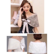 Ladies Elegance Retro Party Dinner Event Fur Shawl Cover Matching Gown Cover Shoulder